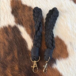 Black Braided Keychain with Metal Clasp